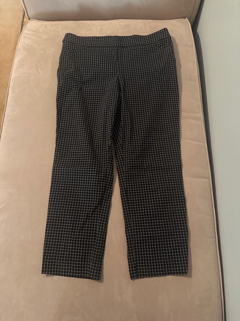 Black Windowpane Cropped Pants